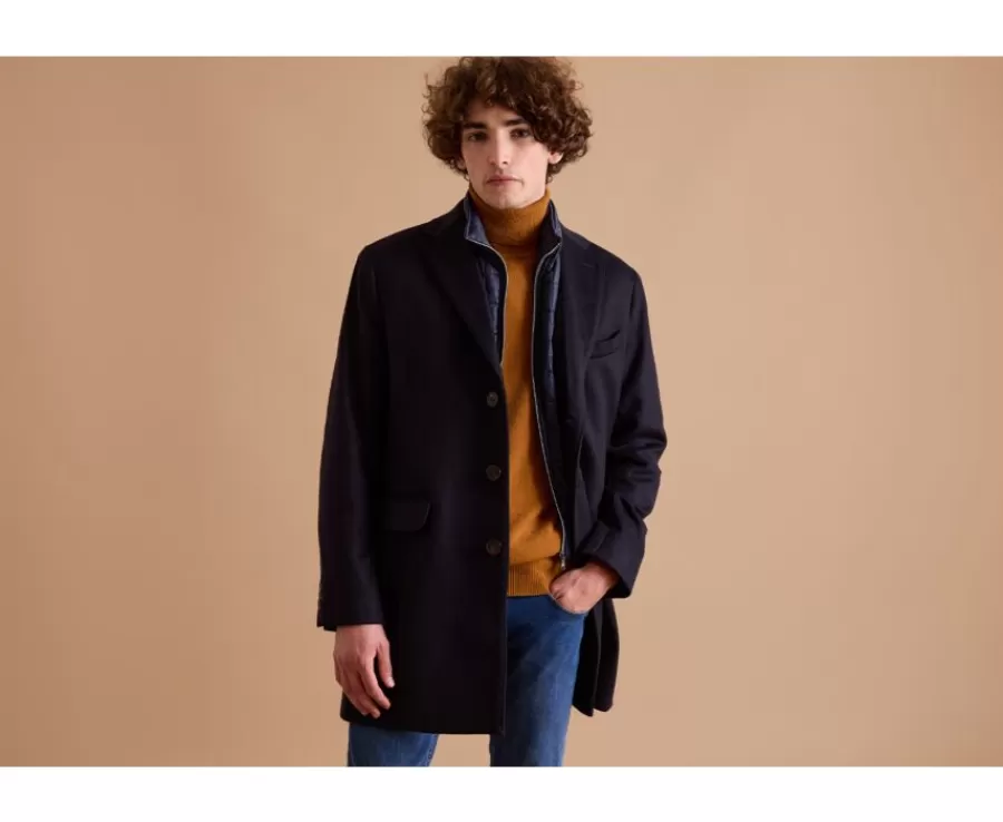 New Abrigo de invierno de cachemira y lana para hombre Azul marino Honoré Ii Abrigos Y Gabardinas