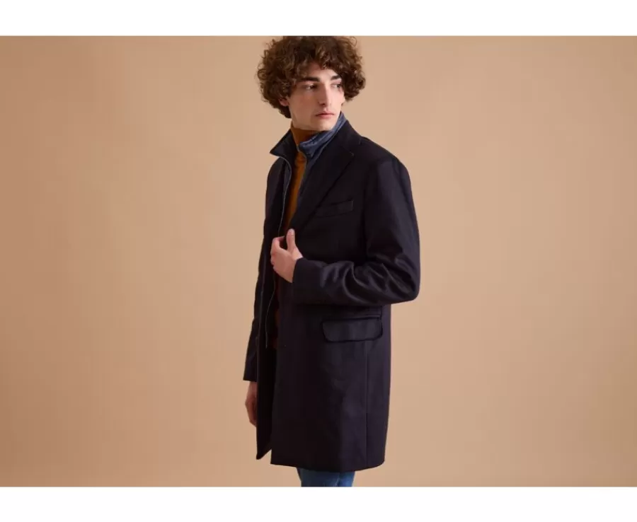 New Abrigo de invierno de cachemira y lana para hombre Azul marino Honoré Ii Abrigos Y Gabardinas