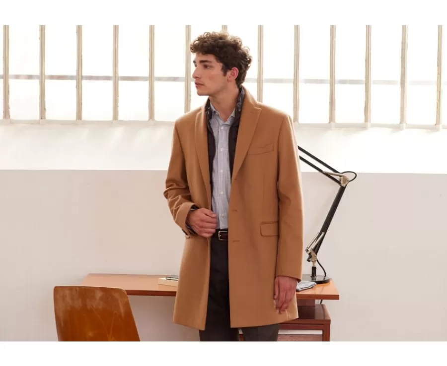 Fashion Abrigo de invierno de cachemira y lana para hombre Camel Honoré Ii Abrigos Y Gabardinas