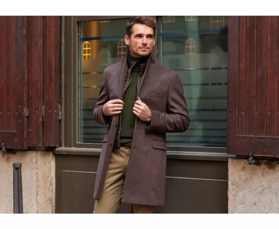 Best Sale Abrigo de invierno de cachemira y lana para hombre Chocolate Honoré Ii Abrigos Y Gabardinas