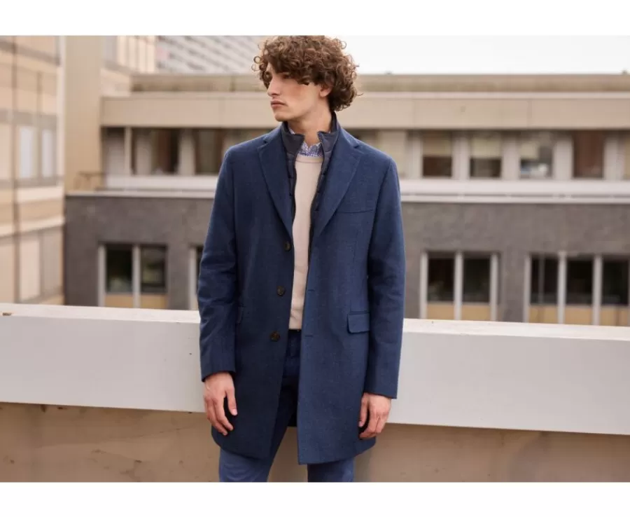 New Abrigo de invierno de cachemira y lana para hombre Espiga Azul Oscuro Honoré Ii Abrigos Y Gabardinas