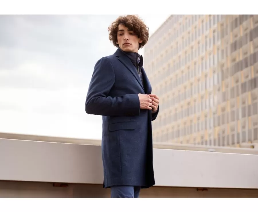 New Abrigo de invierno de cachemira y lana para hombre Espiga Azul Oscuro Honoré Ii Abrigos Y Gabardinas