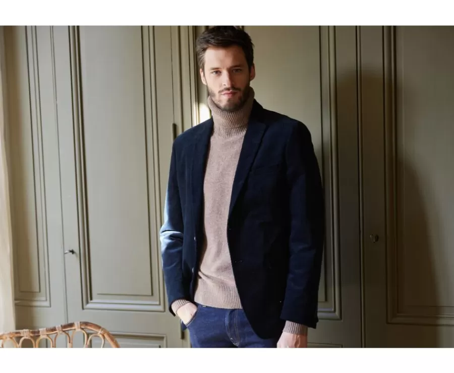 Cheap Americana de pana lavada para hombre Azul marino Blazer Léontilde Blazers Y Americanas