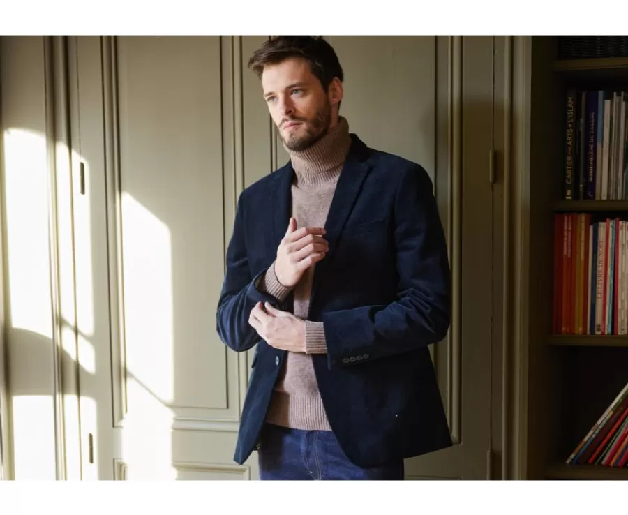 Cheap Americana de pana lavada para hombre Azul marino Blazer Léontilde Blazers Y Americanas