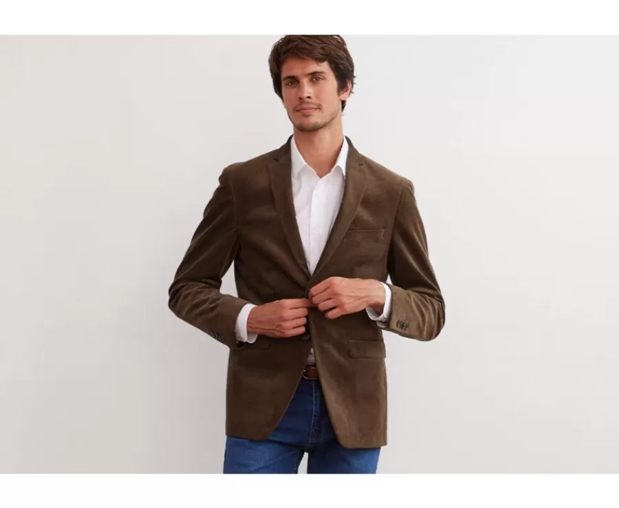 Sale Americana de pana lavada para hombre Topo oscuro Léontilde Blazers Y Americanas