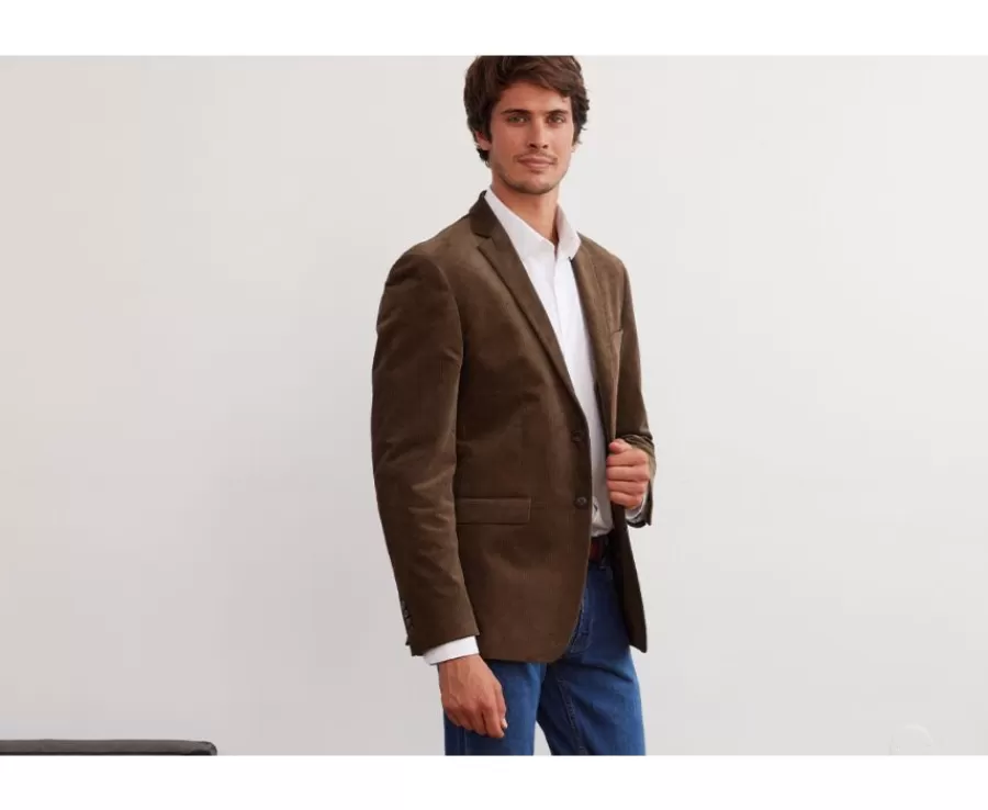 Sale Americana de pana lavada para hombre Topo oscuro Léontilde Blazers Y Americanas