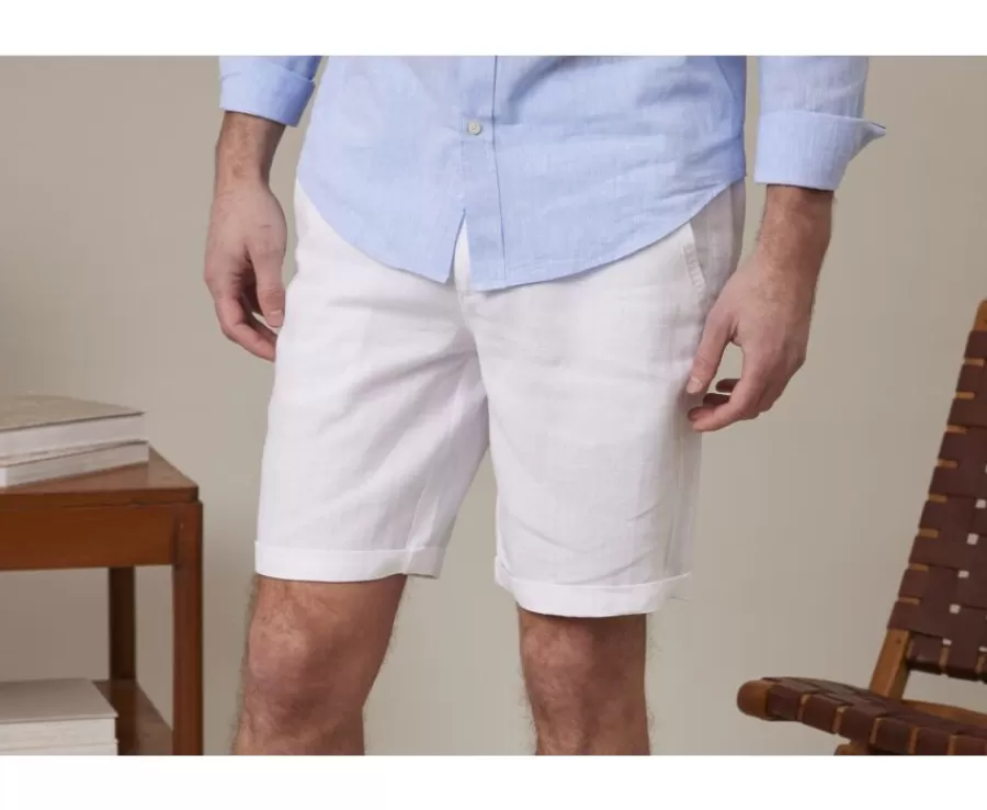 Clearance Bermudas lino hombre Blanco Borys Bermudas Chino | Bermudas Lino