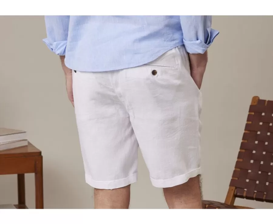 Clearance Bermudas lino hombre Blanco Borys Bermudas Chino | Bermudas Lino