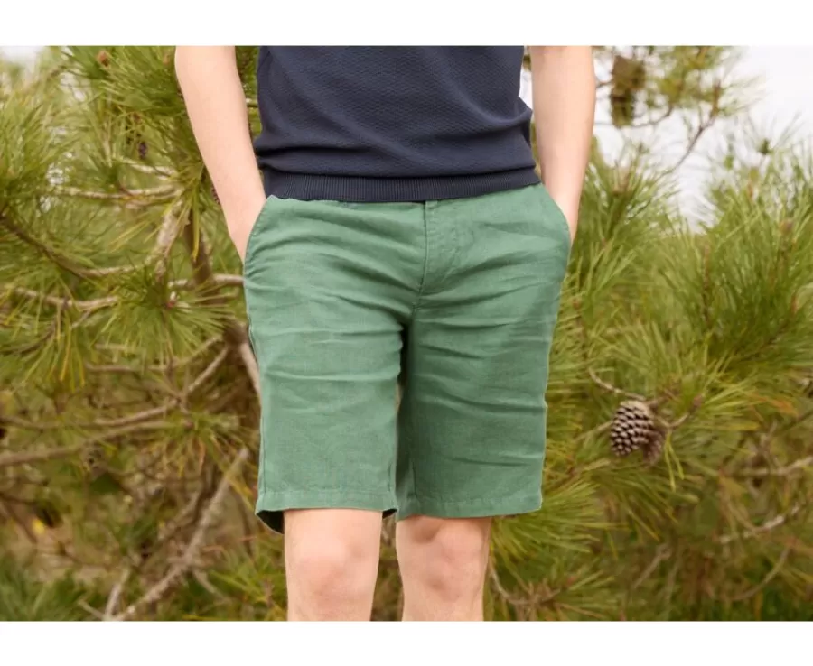 Fashion Bermudas lino hombre Pino Verde Borys Bermudas Lino | Bermudas Chino