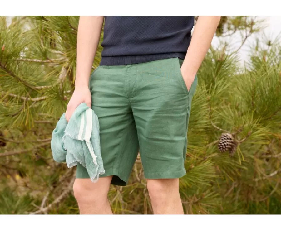 Fashion Bermudas lino hombre Pino Verde Borys Bermudas Lino | Bermudas Chino