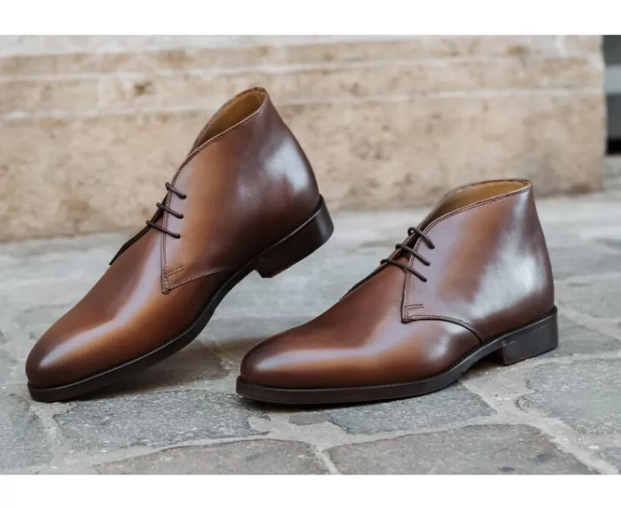 Flash Sale Botas bajas de piel castaño Patinado para hombre Dovam Patin Botas Y Botines