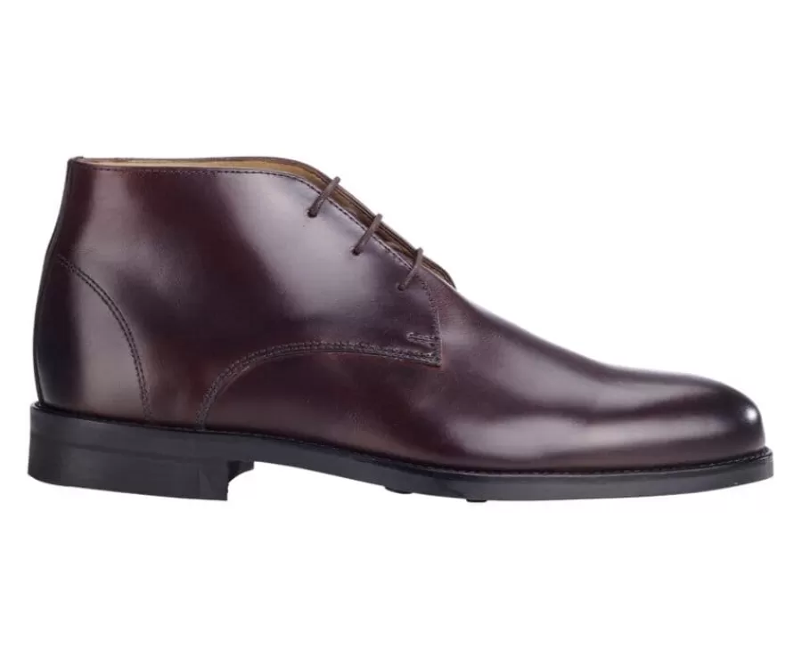 New Botas bajas de piel chocolate Patinada para hombre Watford Ii Gomme City Botas Y Botines