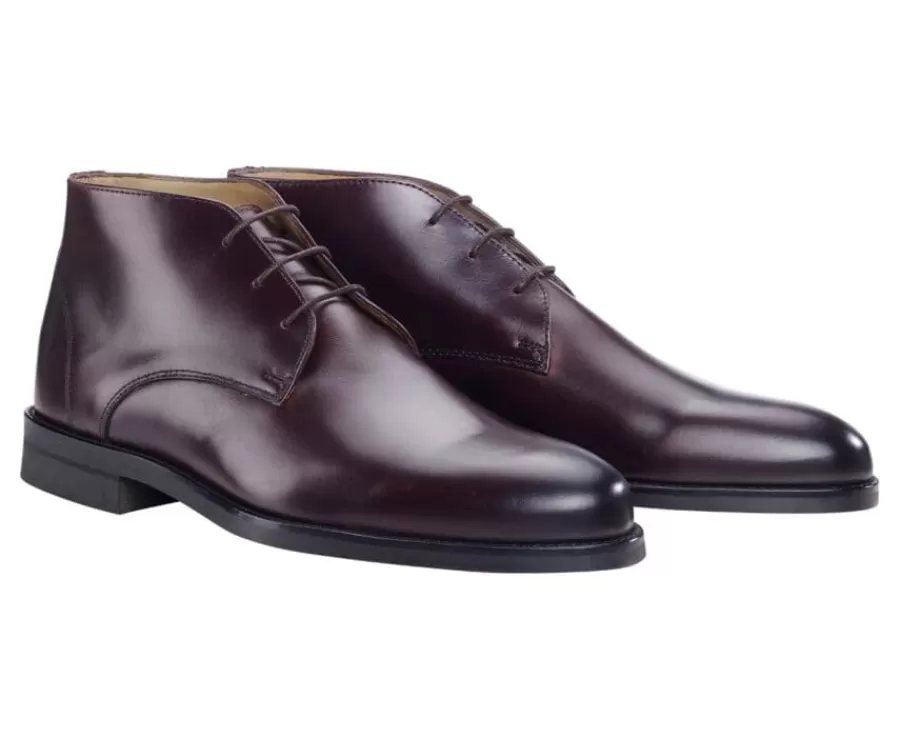 New Botas bajas de piel chocolate Patinada para hombre Watford Ii Gomme City Botas Y Botines
