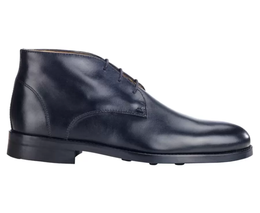 Sale Botas bajas de piel negra patinada para hombre. Watford Ii Gomme City Botas Y Botines