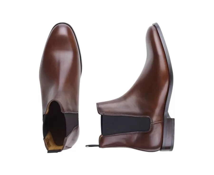 Online Botas Chelsea de hombre con suela de goma coñac patinado Toddington Gomme Botas Chelsea | Botas Y Botines