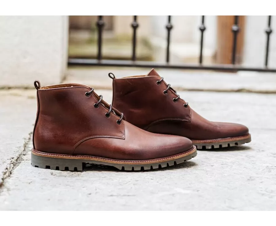 Hot Botas de hombre con suela de goma Chocolate patinado Canfield Gomme Zapatos Confort | Botas Y Botines