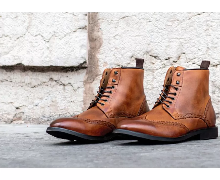 Online Botas derby de hombre con cordones Castaño patinado Charing Gomme City Botas Y Botines