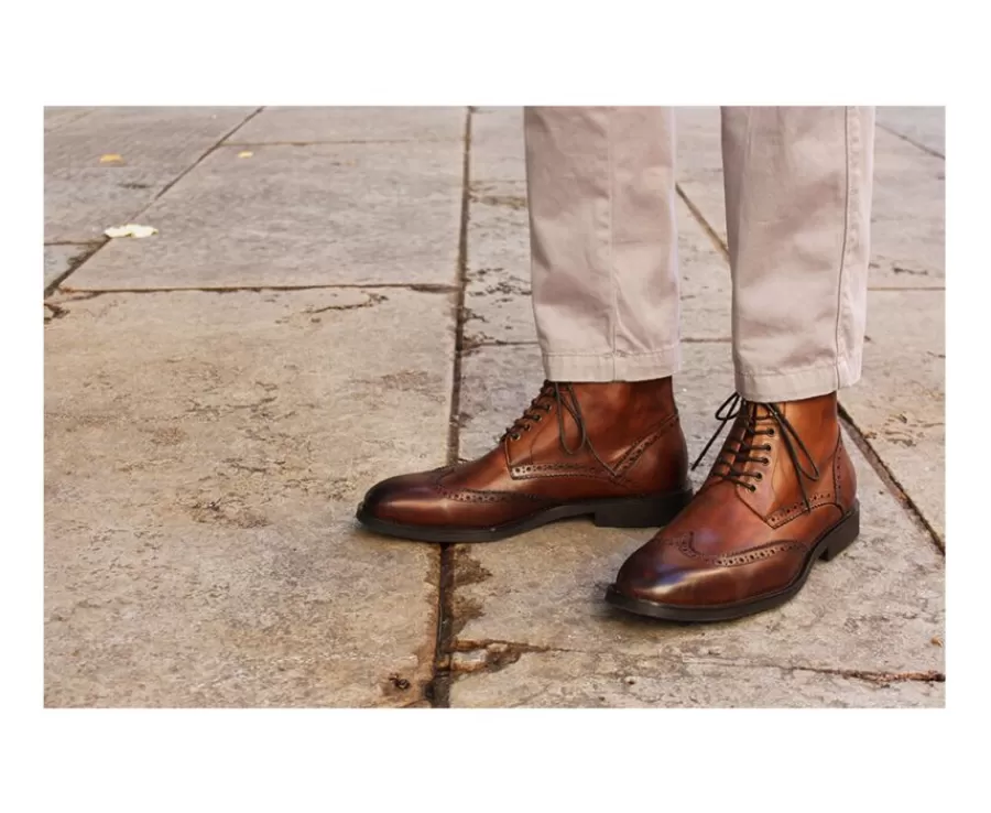 Online Botas derby de hombre con cordones Castaño patinado Charing Gomme City Botas Y Botines