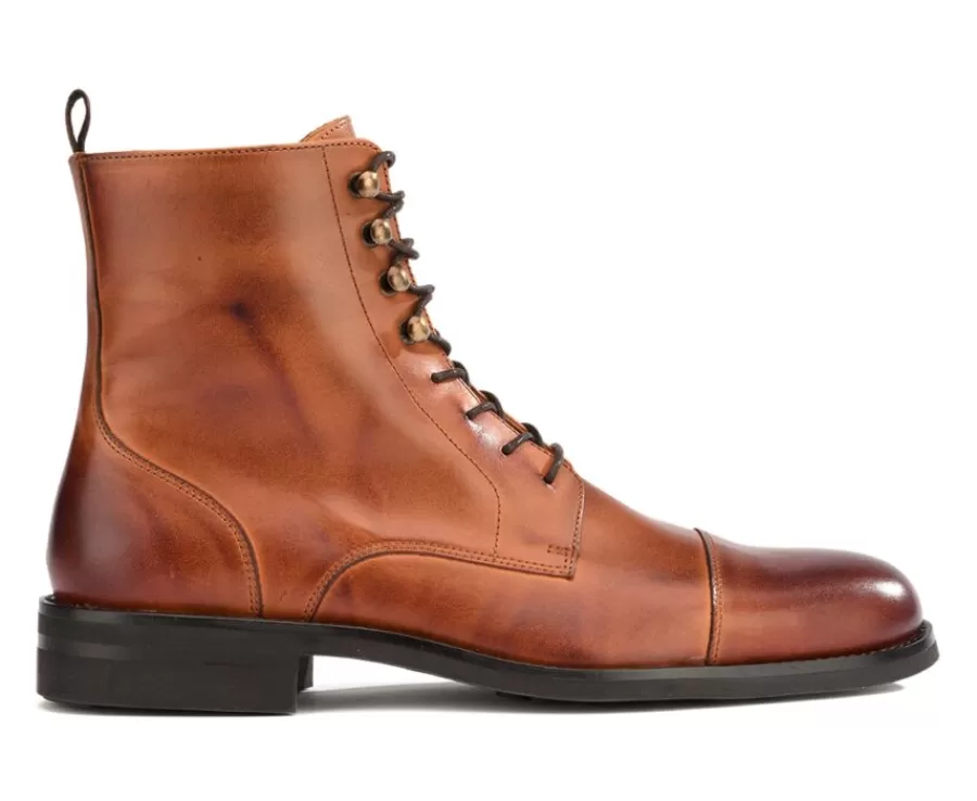Outlet Botas derby de hombre con cordones Castaño patinado Enfield Ii Gomme City Zapatos Confort | Botas Y Botines