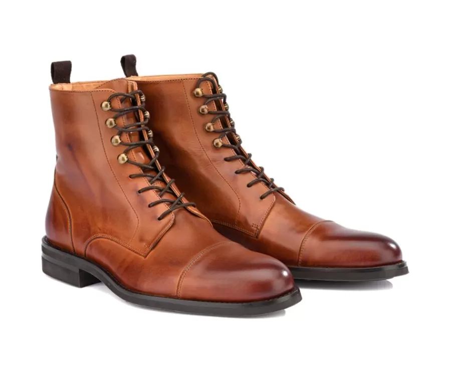 Outlet Botas derby de hombre con cordones Castaño patinado Enfield Ii Gomme City Zapatos Confort | Botas Y Botines