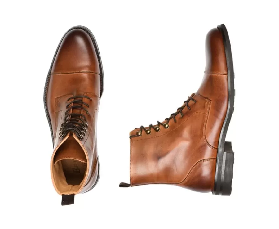 Outlet Botas derby de hombre con cordones Castaño patinado Enfield Ii Gomme City Zapatos Confort | Botas Y Botines