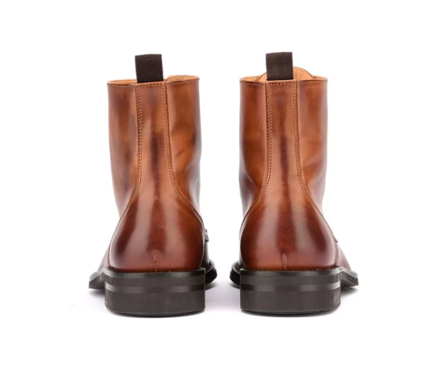 Outlet Botas derby de hombre con cordones Castaño patinado Enfield Ii Gomme City Zapatos Confort | Botas Y Botines