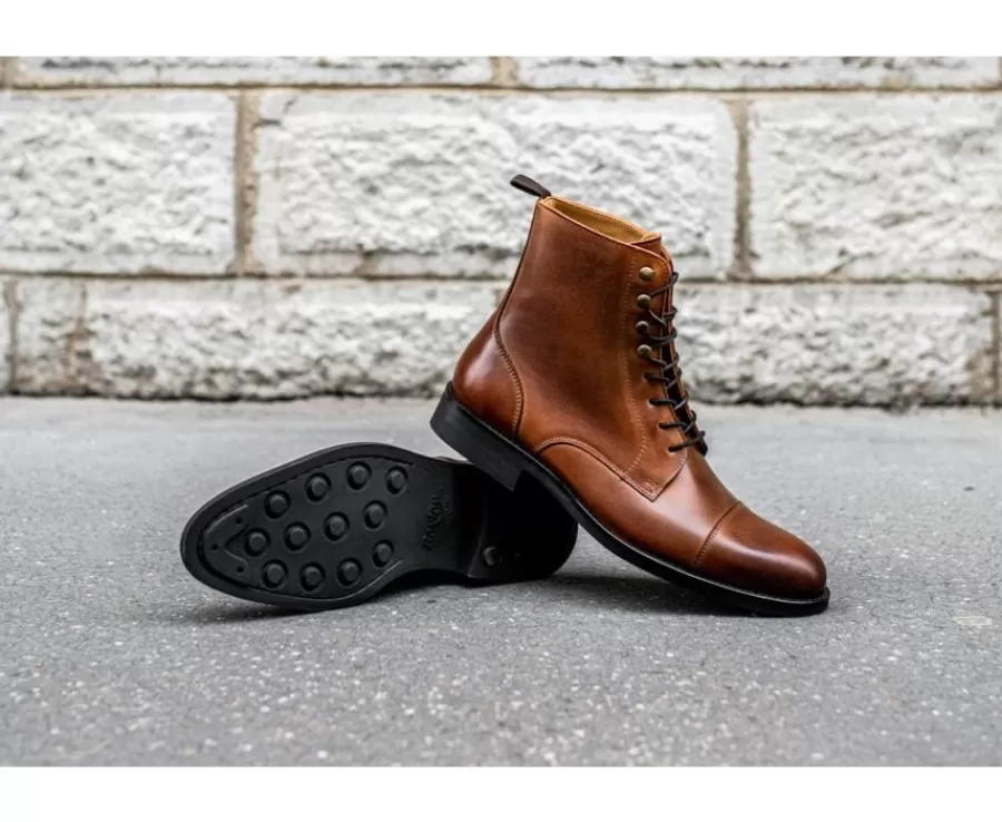 Outlet Botas derby de hombre con cordones Castaño patinado Enfield Ii Gomme City Zapatos Confort | Botas Y Botines