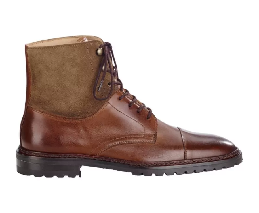 Fashion Botas Derby de hombre con cordones Cognac Patinado y Topo Irving Ii Gomme Botas Y Botines