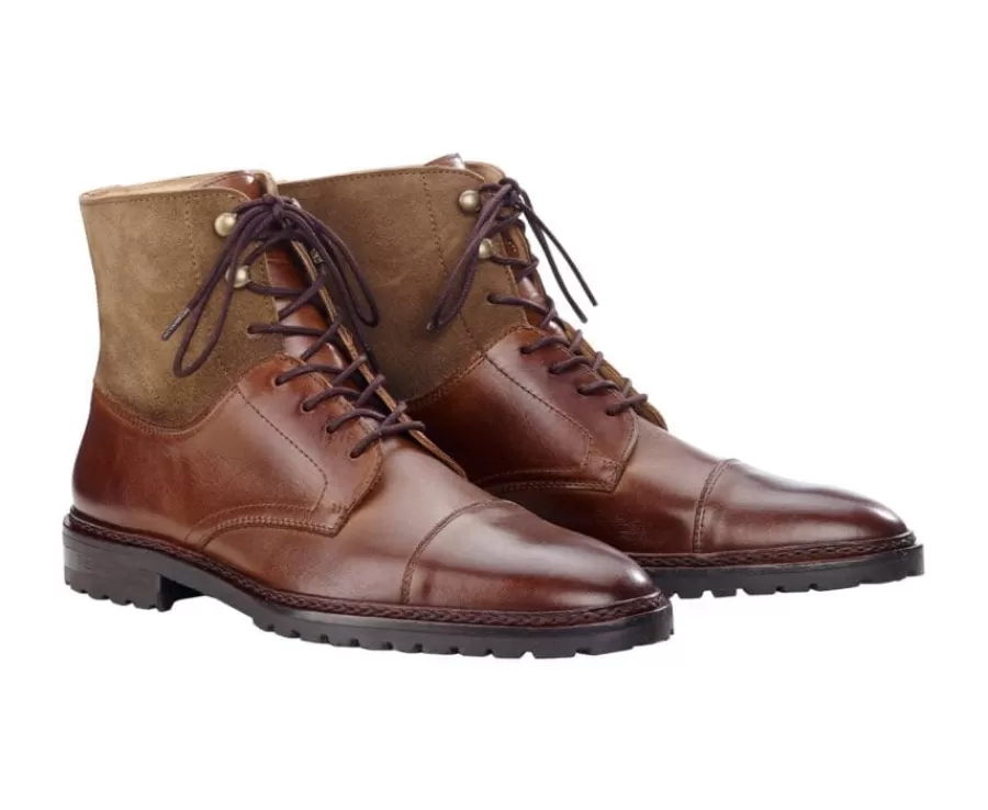 Fashion Botas Derby de hombre con cordones Cognac Patinado y Topo Irving Ii Gomme Botas Y Botines