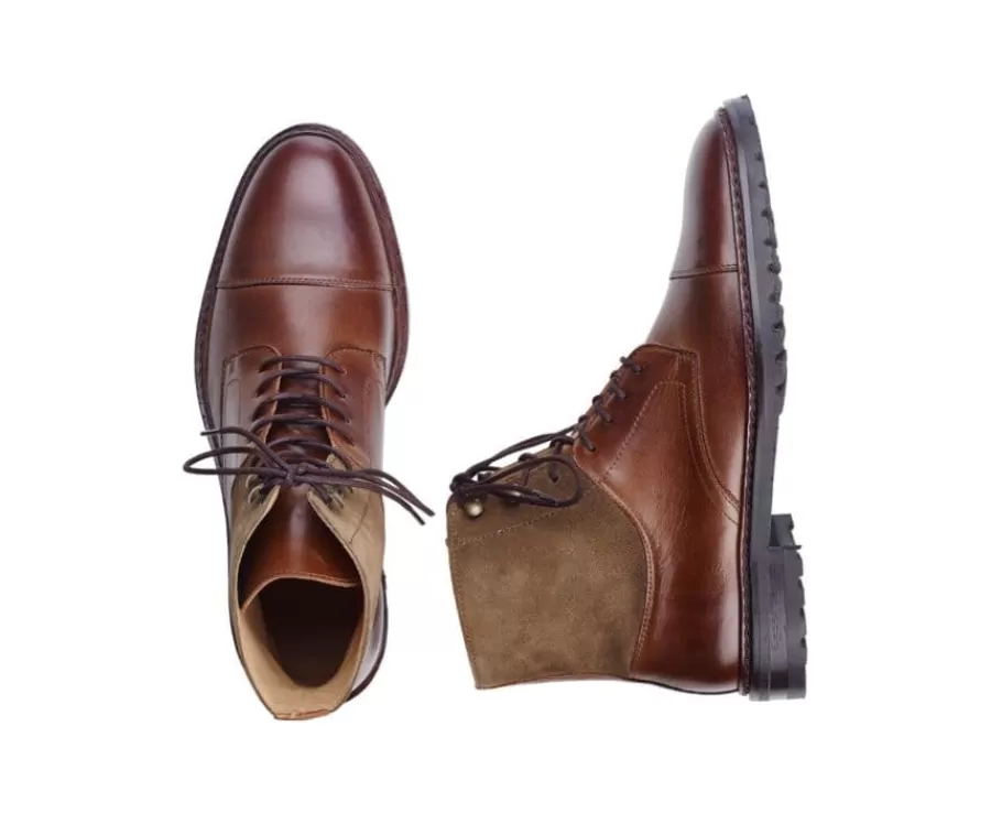 Fashion Botas Derby de hombre con cordones Cognac Patinado y Topo Irving Ii Gomme Botas Y Botines