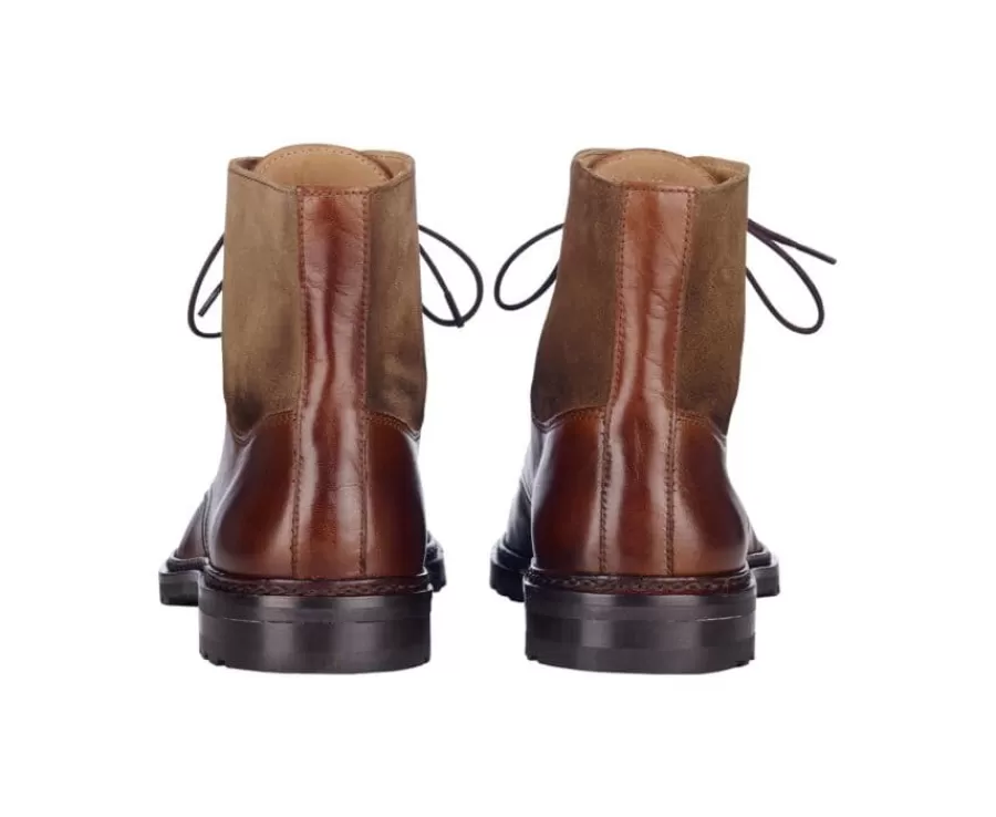 Fashion Botas Derby de hombre con cordones Cognac Patinado y Topo Irving Ii Gomme Botas Y Botines
