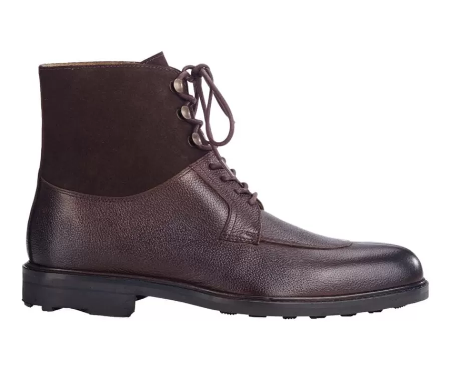Cheap Botas Hombre en Cuero Chocolate granulado Kent High Gomme Country Botas Y Botines