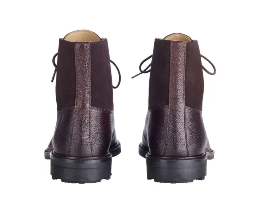 Cheap Botas Hombre en Cuero Chocolate granulado Kent High Gomme Country Botas Y Botines
