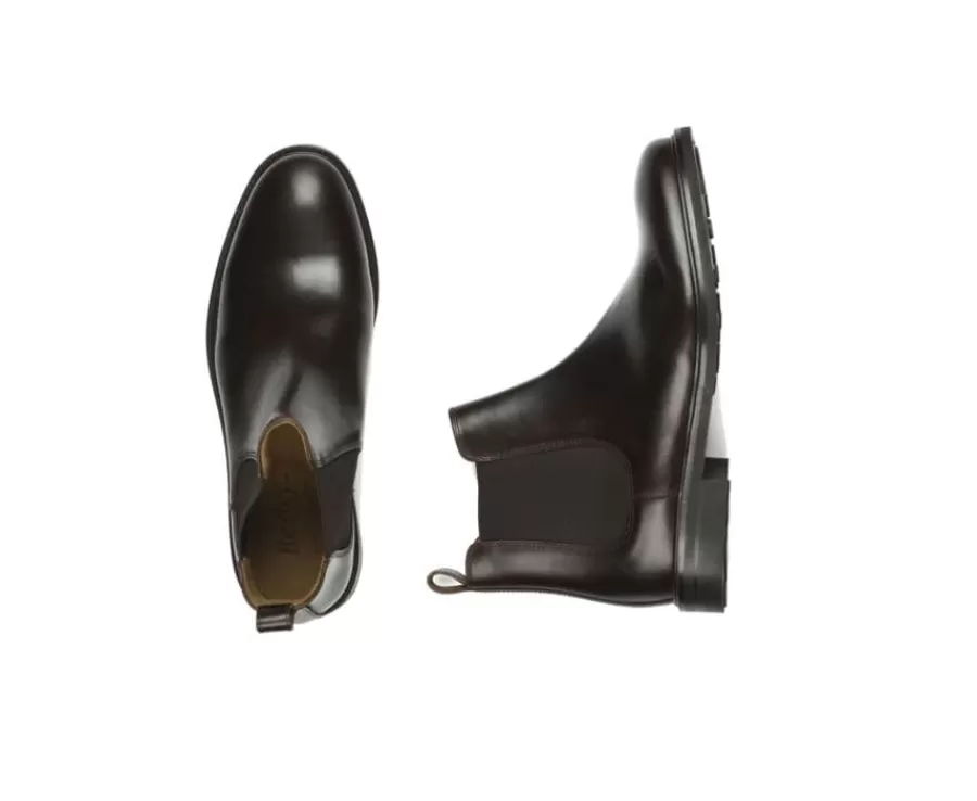 Shop Botines chelsea de cuero pull up para hombre Chocolate Fangler Gomme City Zapatos Confort | Botas Chelsea