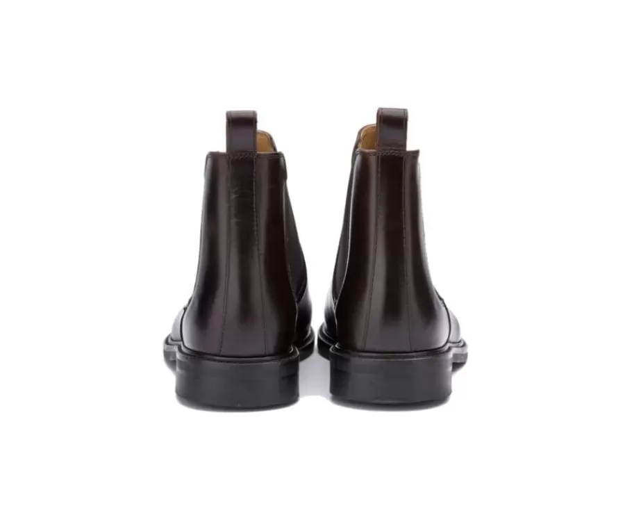 Shop Botines chelsea de cuero pull up para hombre Chocolate Fangler Gomme City Zapatos Confort | Botas Chelsea
