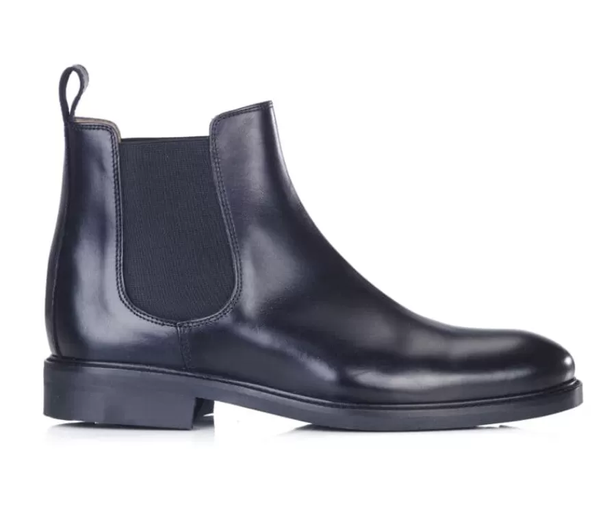Clearance Botines chelsea de cuero pull up para hombre Negro Fangler Gomme City Zapatos Confort | Botas Chelsea