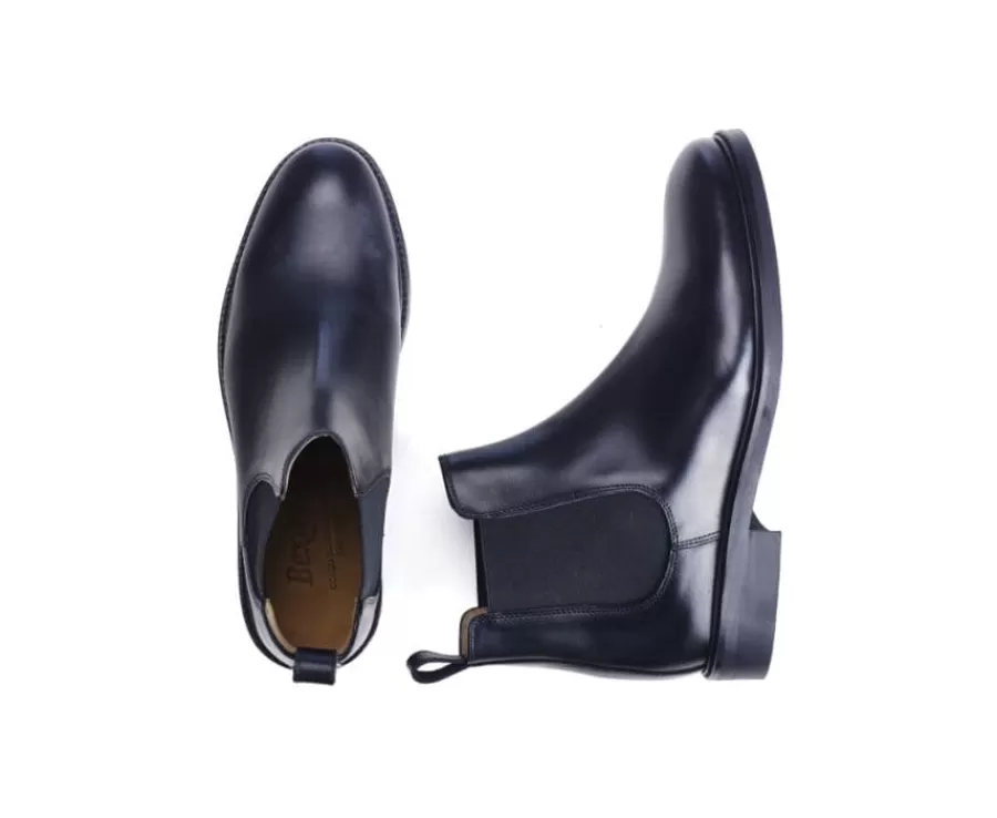 Clearance Botines chelsea de cuero pull up para hombre Negro Fangler Gomme City Zapatos Confort | Botas Chelsea