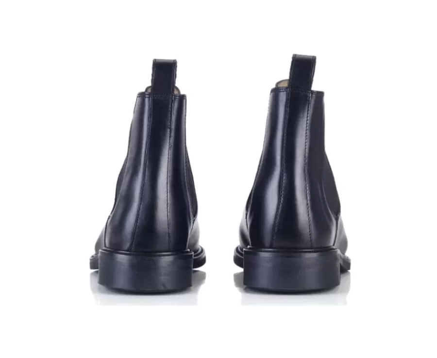 Clearance Botines chelsea de cuero pull up para hombre Negro Fangler Gomme City Zapatos Confort | Botas Chelsea