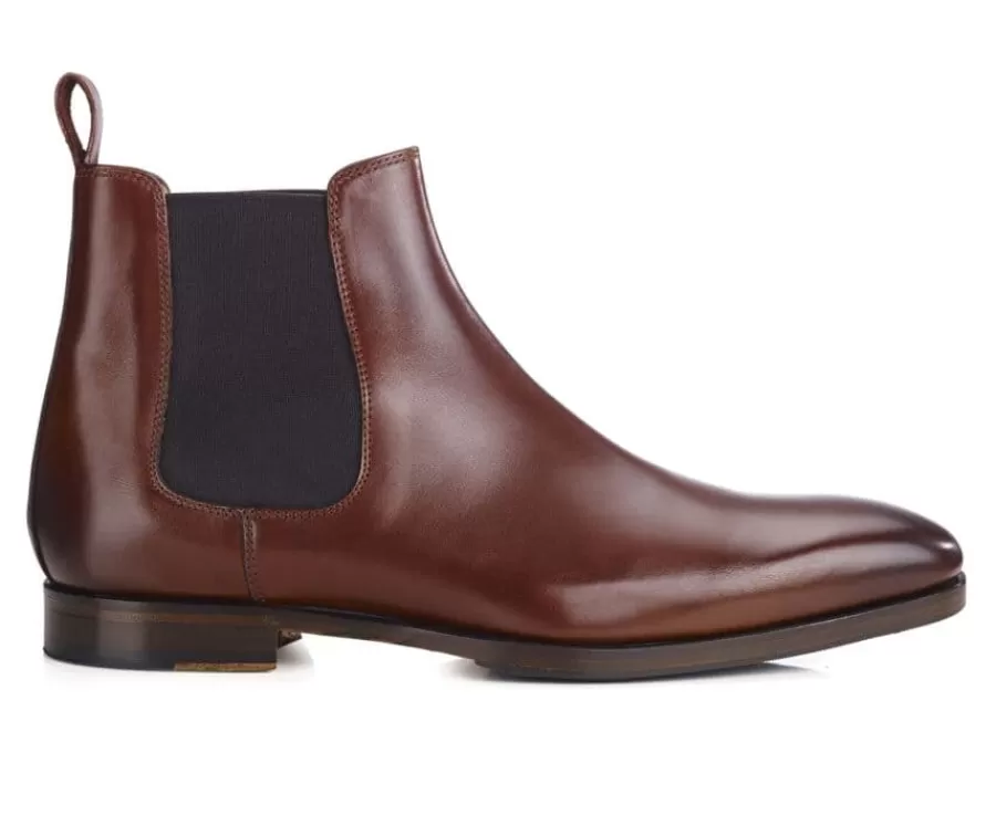 Sale Botines Chelsea de piel para hombre Chocolate patinado Bergame Patin Botas Chelsea | Botas Y Botines