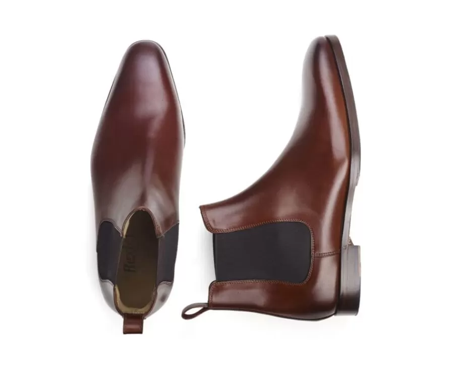 Sale Botines Chelsea de piel para hombre Chocolate patinado Bergame Patin Botas Chelsea | Botas Y Botines