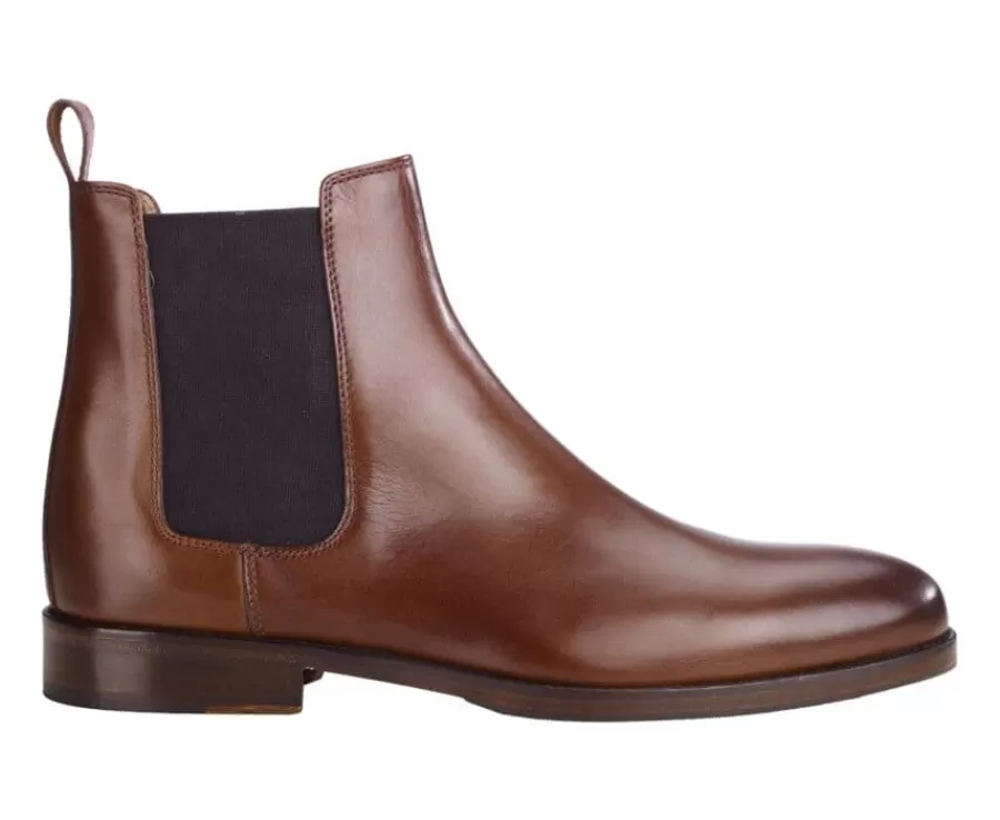 Fashion Botines de hombre en castaño patinado con suela de cuero y goma de caucho Dovon Patin Botas Chelsea | Botas Y Botines