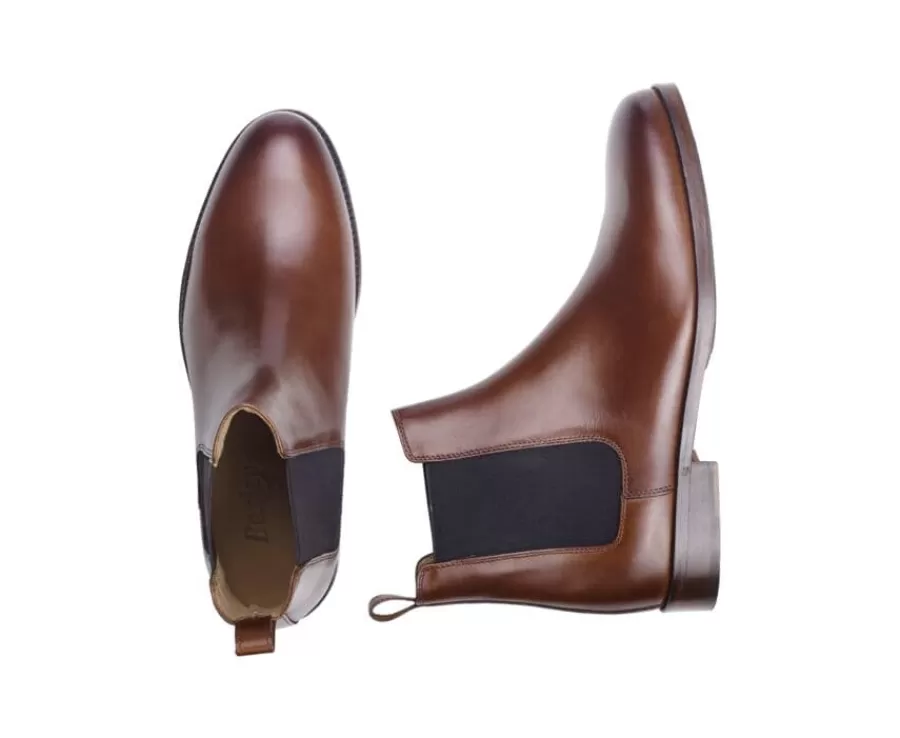 Fashion Botines de hombre en castaño patinado con suela de cuero y goma de caucho Dovon Patin Botas Chelsea | Botas Y Botines
