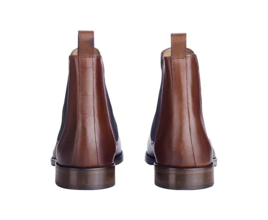 Fashion Botines de hombre en castaño patinado con suela de cuero y goma de caucho Dovon Patin Botas Chelsea | Botas Y Botines