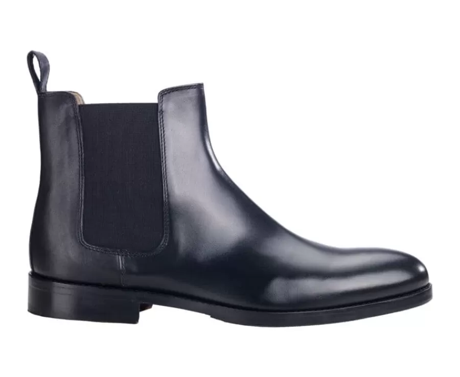 Flash Sale Botines de hombre Negros con suela de cuero y goma de caucho Dovon Patin Botas Chelsea | Botas Y Botines