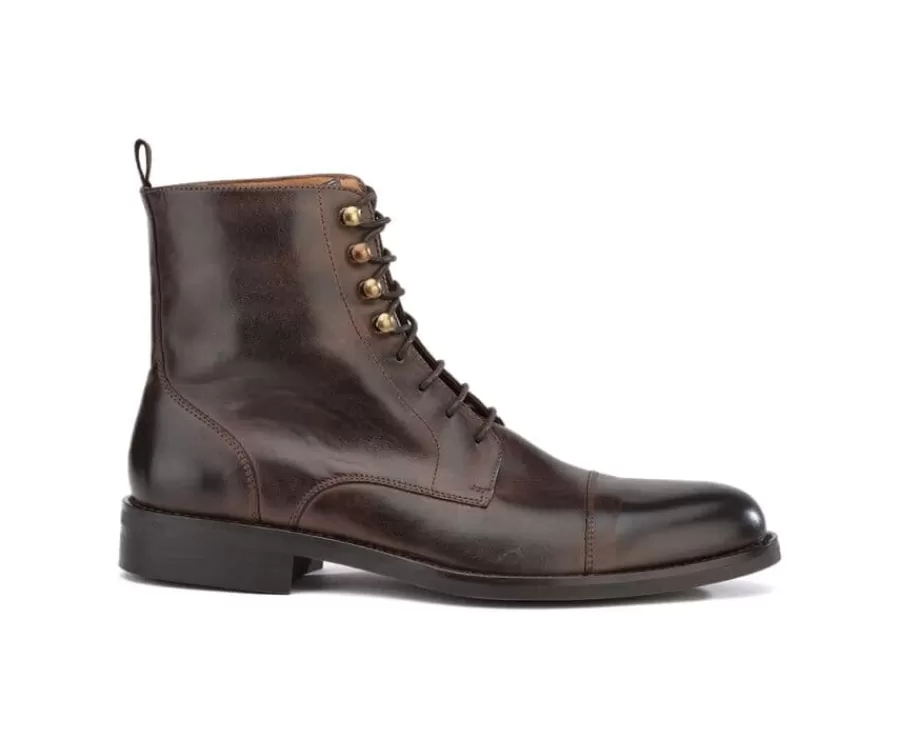 Hot Botines derby con cordones para hombre Chocolate patinado Enfield Ii Gomme City Zapatos Confort | Botas Y Botines