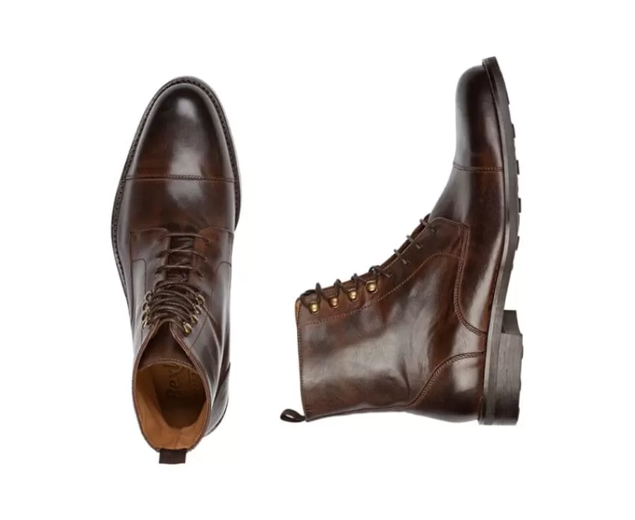 Hot Botines derby con cordones para hombre Chocolate patinado Enfield Ii Gomme City Zapatos Confort | Botas Y Botines