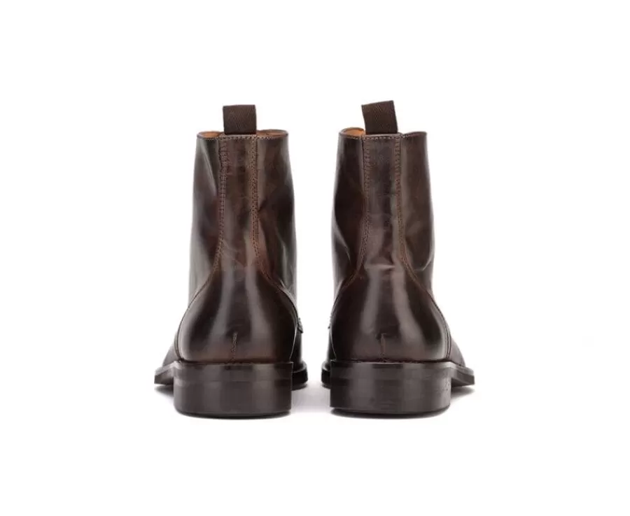 Hot Botines derby con cordones para hombre Chocolate patinado Enfield Ii Gomme City Zapatos Confort | Botas Y Botines