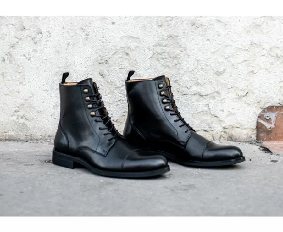 Cheap Botines derby con cordones para hombre Negro patinado Enfield Ii Gomme City Zapatos Confort | Botas Y Botines
