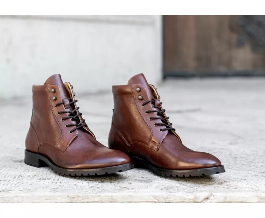 Cheap Botines para hombre con cordones Chocolate patinado Bardfield Zapatos Confort | Botas Y Botines