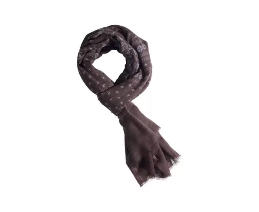 Flash Sale Bufanda de lana fina Marrón con motivo impreso en gris Bufandas Y Pañuelos